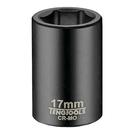Teng Tools 17MM 1/2 Inch Drive ANSI 6 Point Metric Shallow Chrome Molybdenum Impact Socket 920517AN